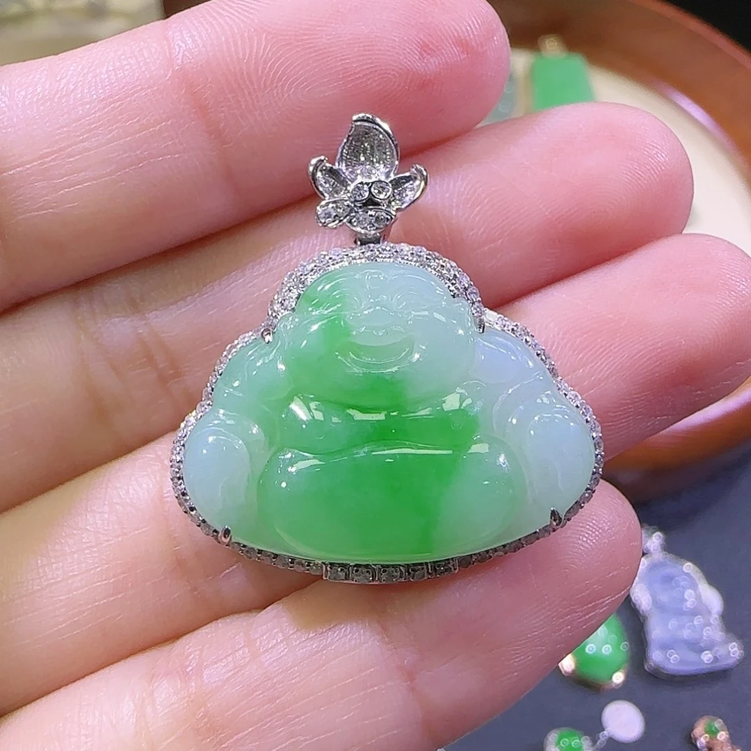 翡翠18K金镶嵌吊坠(不含链)