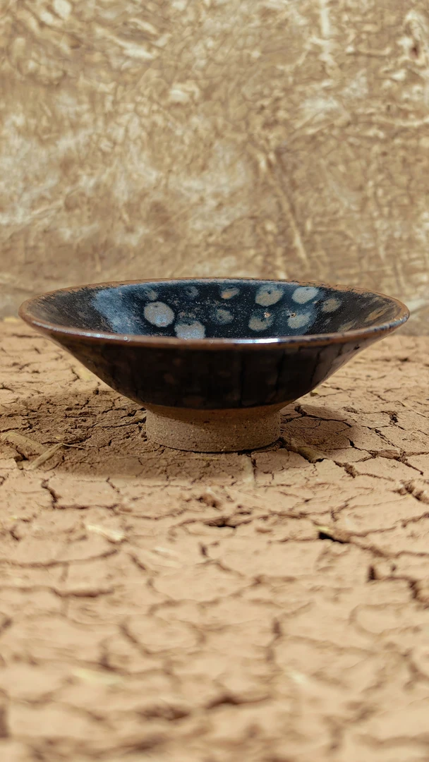 关中李疯子工作室纯手作原矿粗陶黑釉茶盏建盏