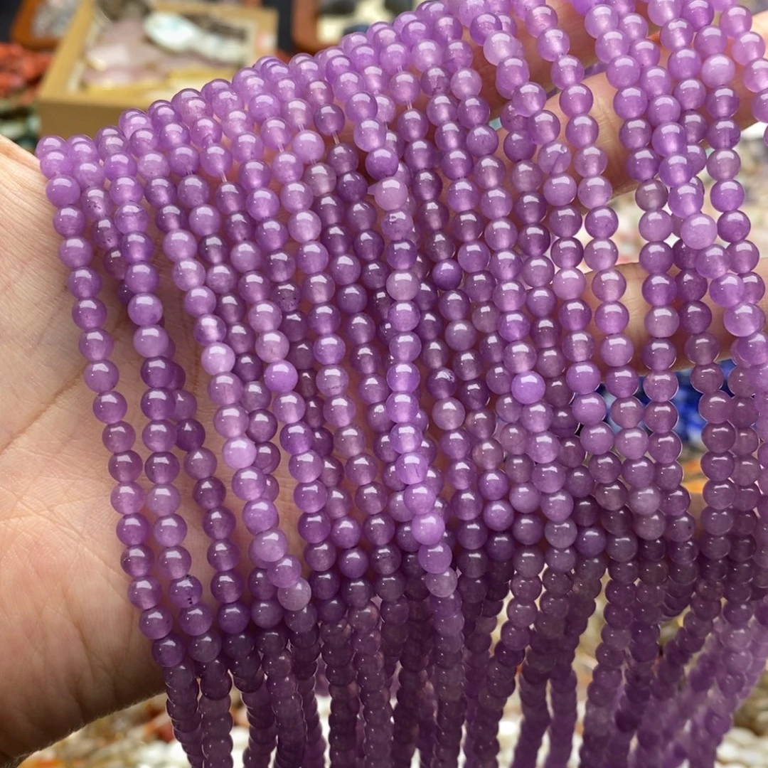 未镶嵌玛瑙/玉髓珠宝半成品一天天然4.5mm紫玉髓圆珠优化B153