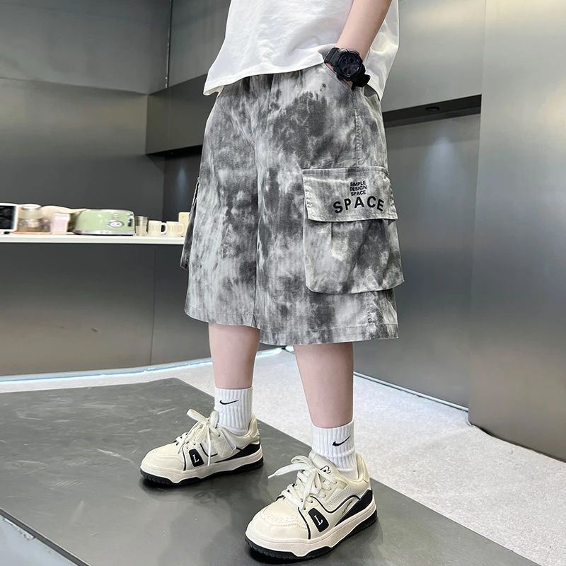 男童裤子夏装2025新款儿童迷彩工装裤中大童男孩休闲短裤潮酷2036