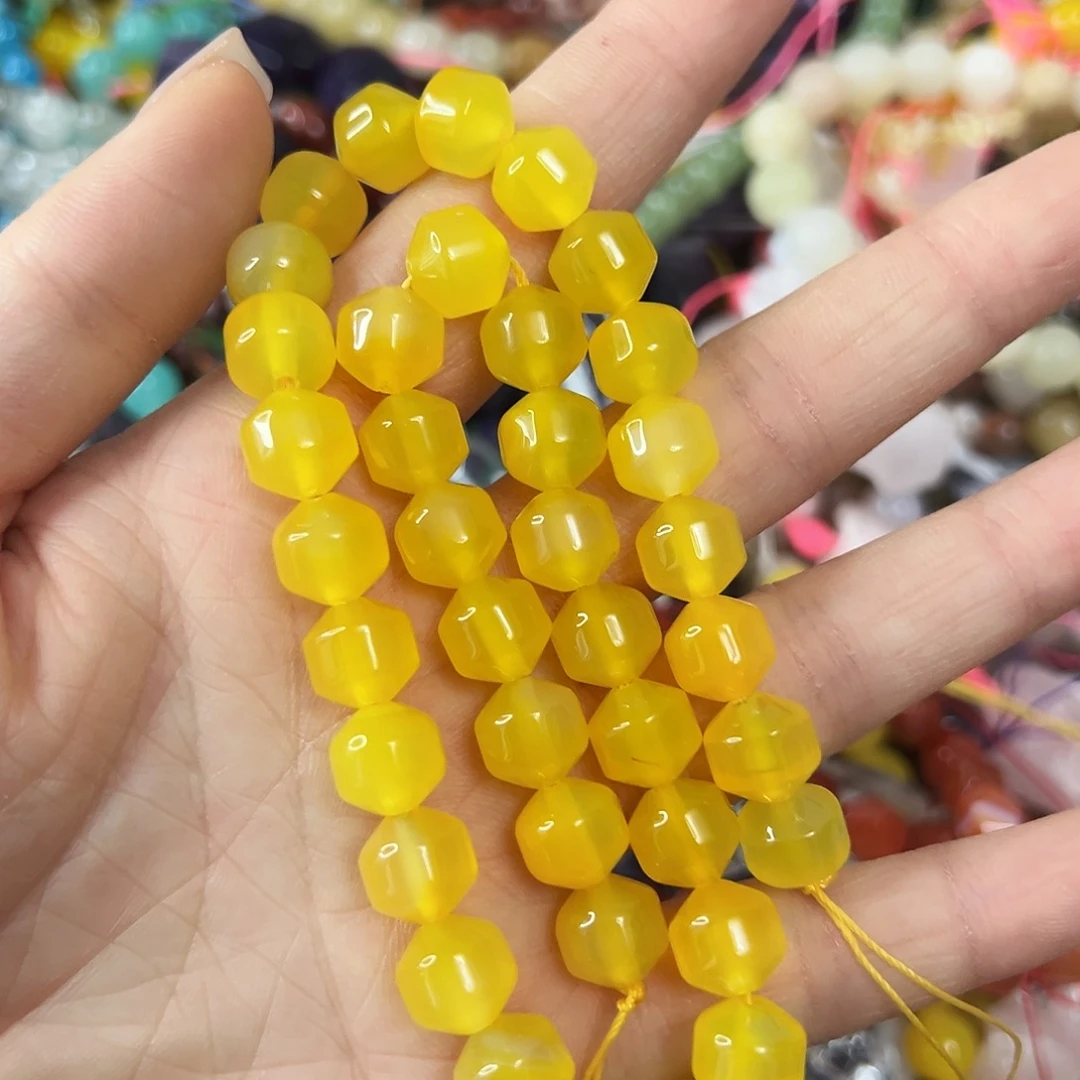 玛瑙/玉髓未镶嵌珠宝半成品，卡10黄玛瑙灯笼切一条