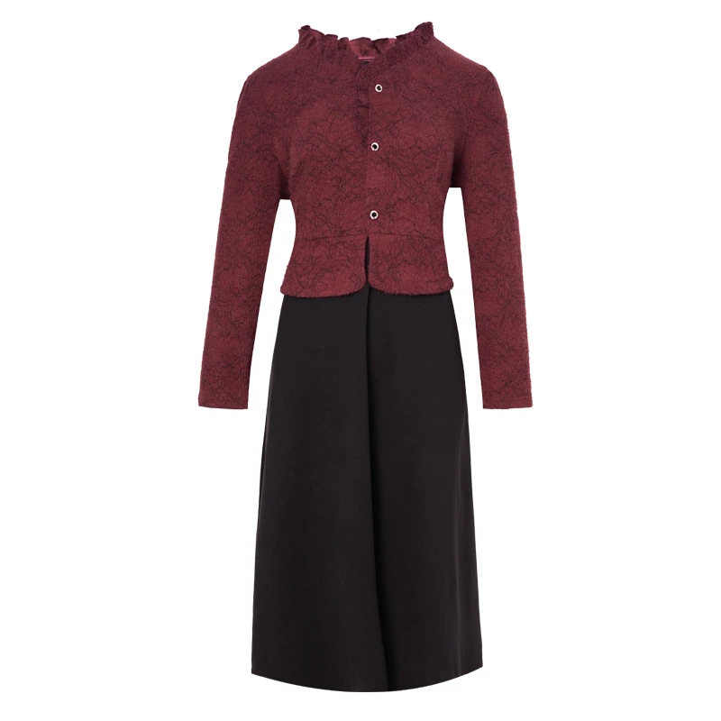 52482大码女装2024秋冬时尚优雅气质休闲百搭显瘦拼接高腰连衣裙