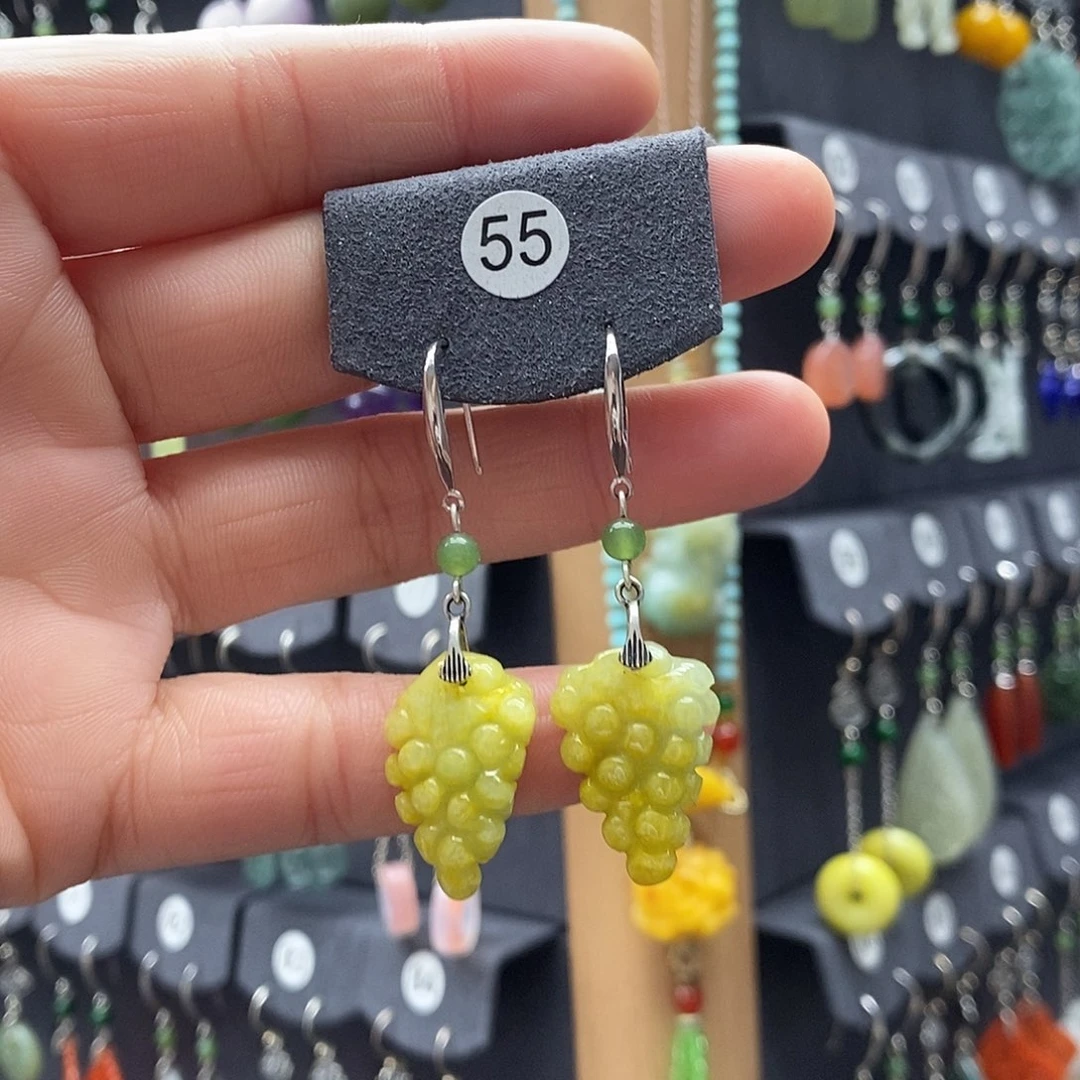 翡翠银S925镶嵌耳饰