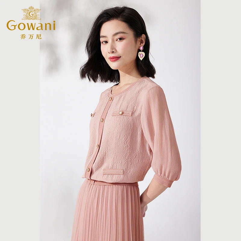 Gowani/乔万尼真丝衬衫19mm桑蚕丝提花精致高级感上衣ET2C212102