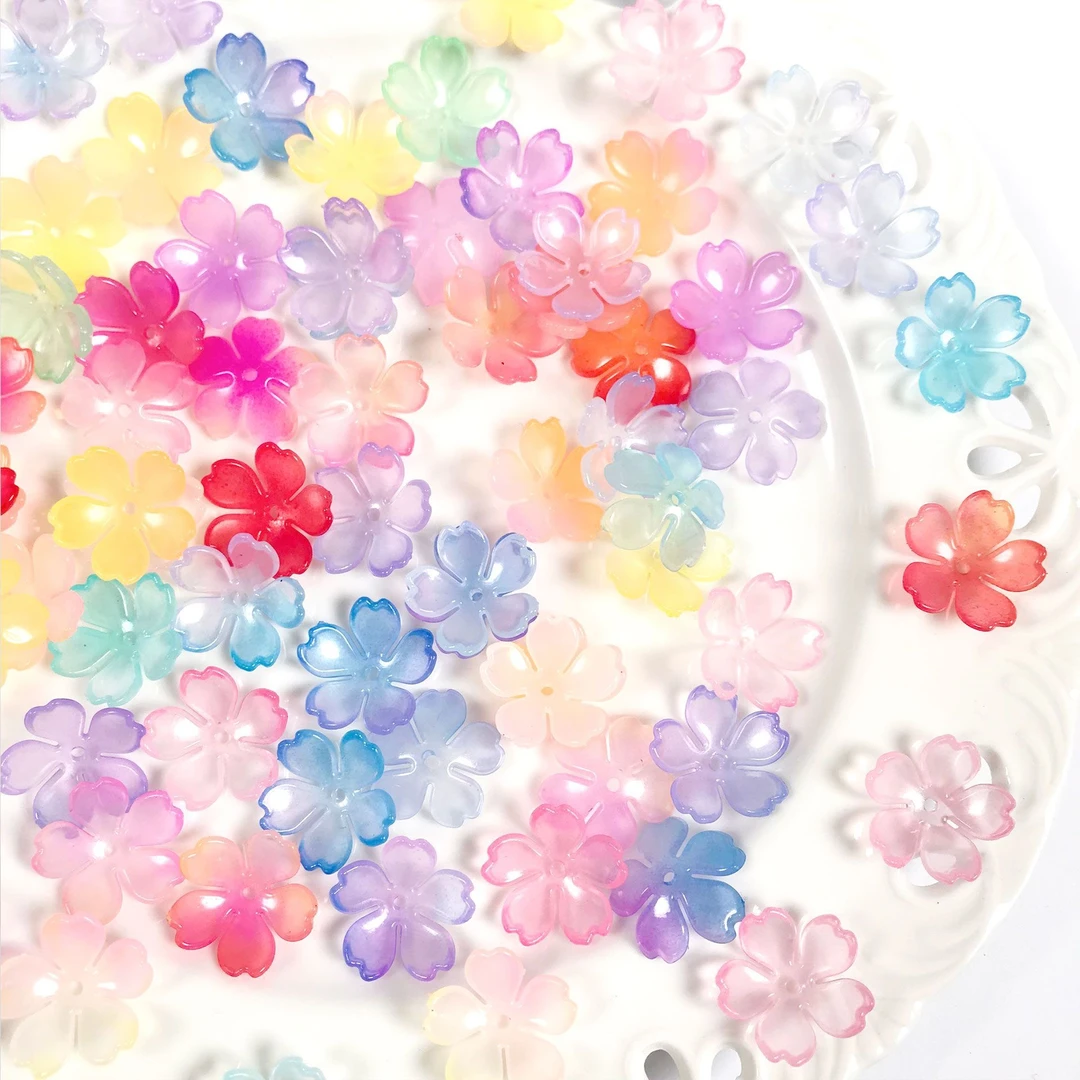 18mm渐变果冻樱花花瓣diy材料 仿真花瓣装饰假花花束手工配件装饰
