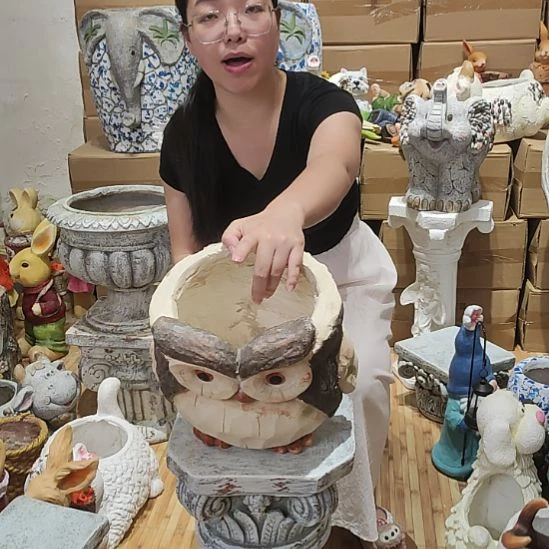 合成树脂氧化镁猫头鹰花盆