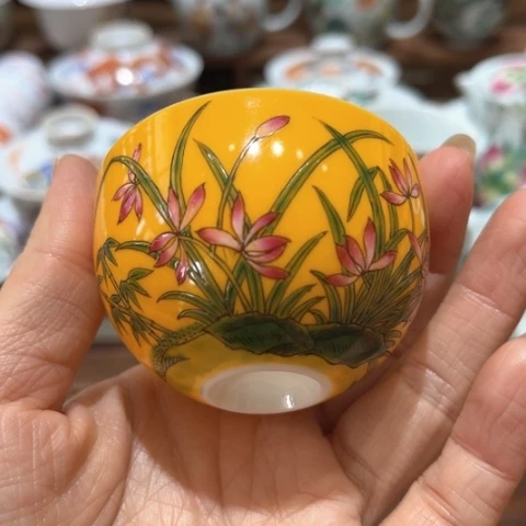 手绘茶杯盖碗壶承陶瓷