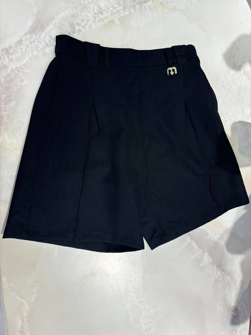 女中腰微弹力拼接高腰透气短裤