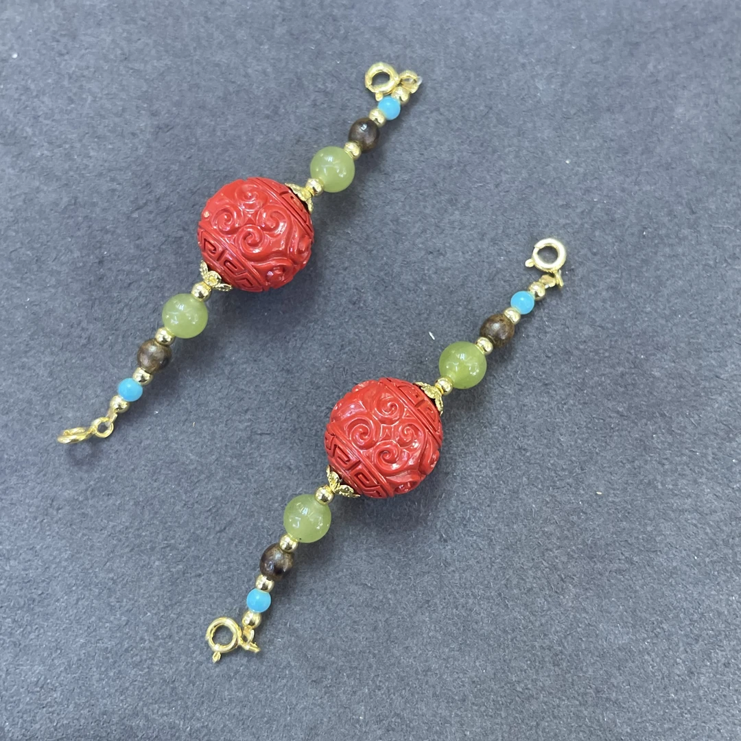 含辰砂工艺品H80-辰砂绣球吊坠双钩18mm3333