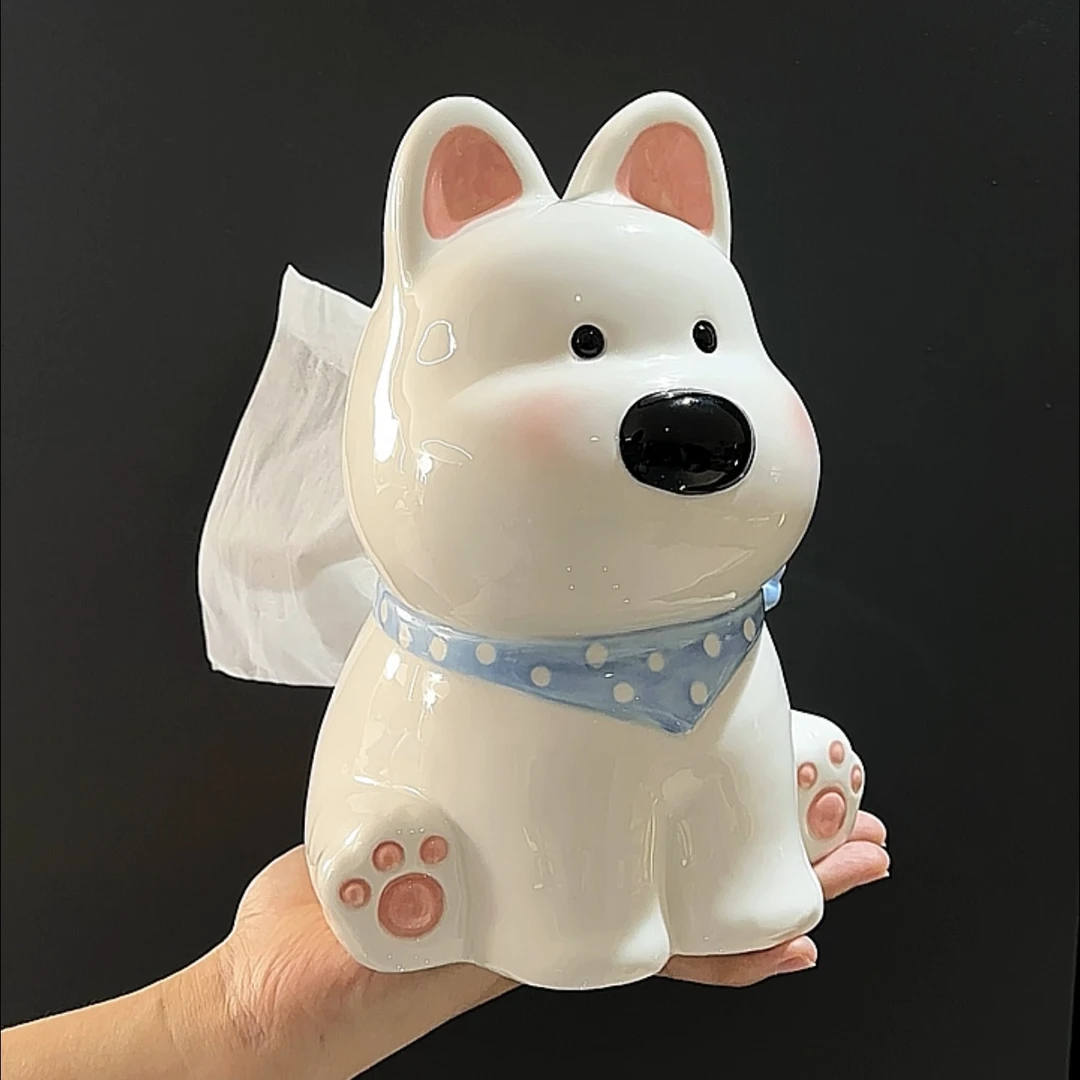 MOMO· 可爱西高地小狗抽纸盒家用客厅茶餐桌面高级感装饰DMW