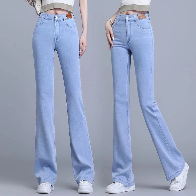 冰丝牛仔裤女薄款2025夏季新款微喇裤显瘦高腰休闲喇叭裤