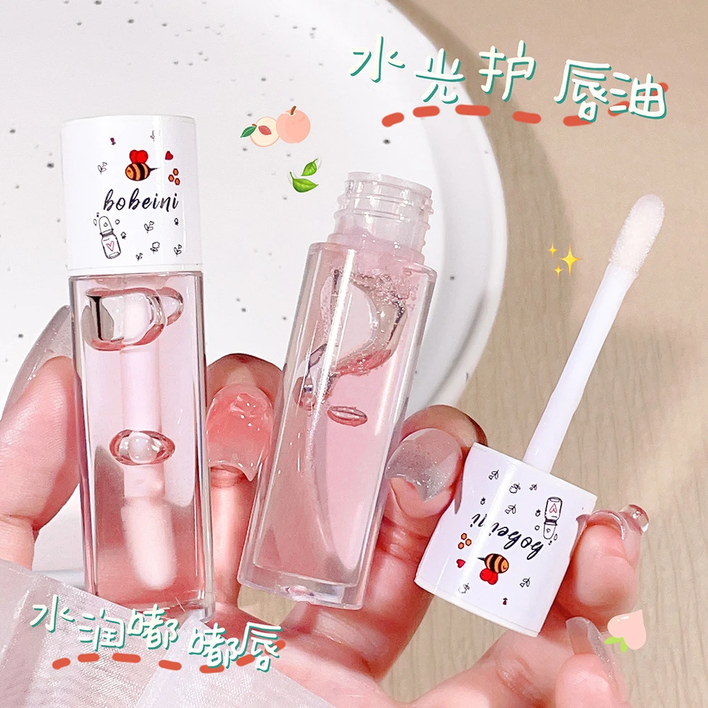 蜜蜂唇油水光玻璃透明护唇蜜修护干裂起皮唇部护理女嘟嘟唇润唇油