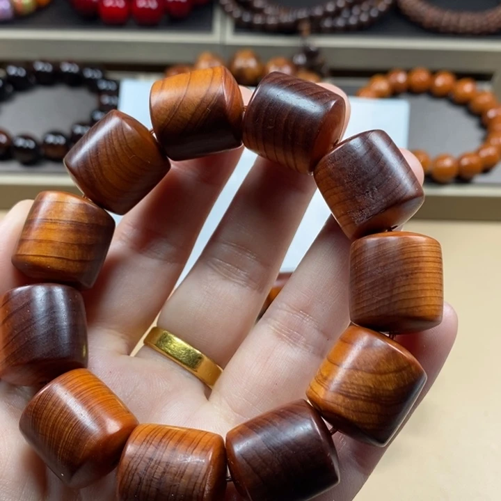 柏木无事牌1.8崖柏手串黑油桶珠