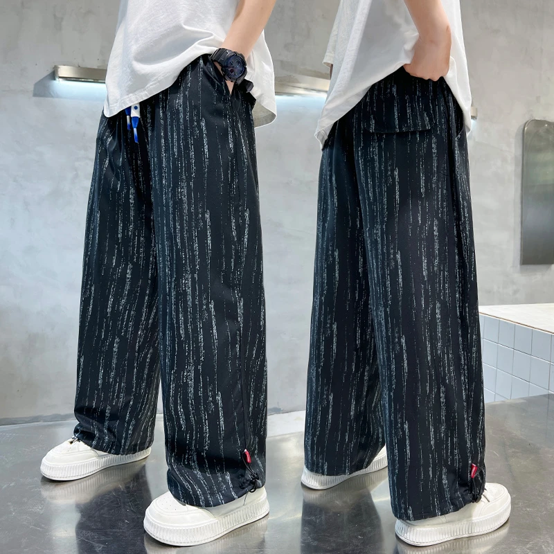 男童冰丝薄款防蚊裤夏季儿童速干长裤2025新款中大童男孩休闲裤潮