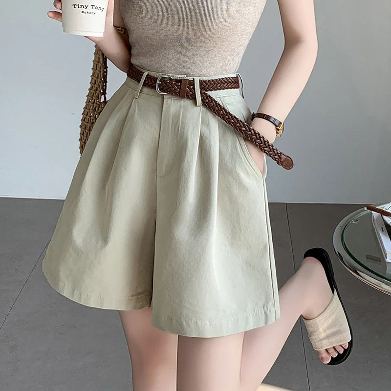 后松紧腰宽松休闲短裤女夏季外穿西装阔腿裤百搭显瘦a字四分热裤