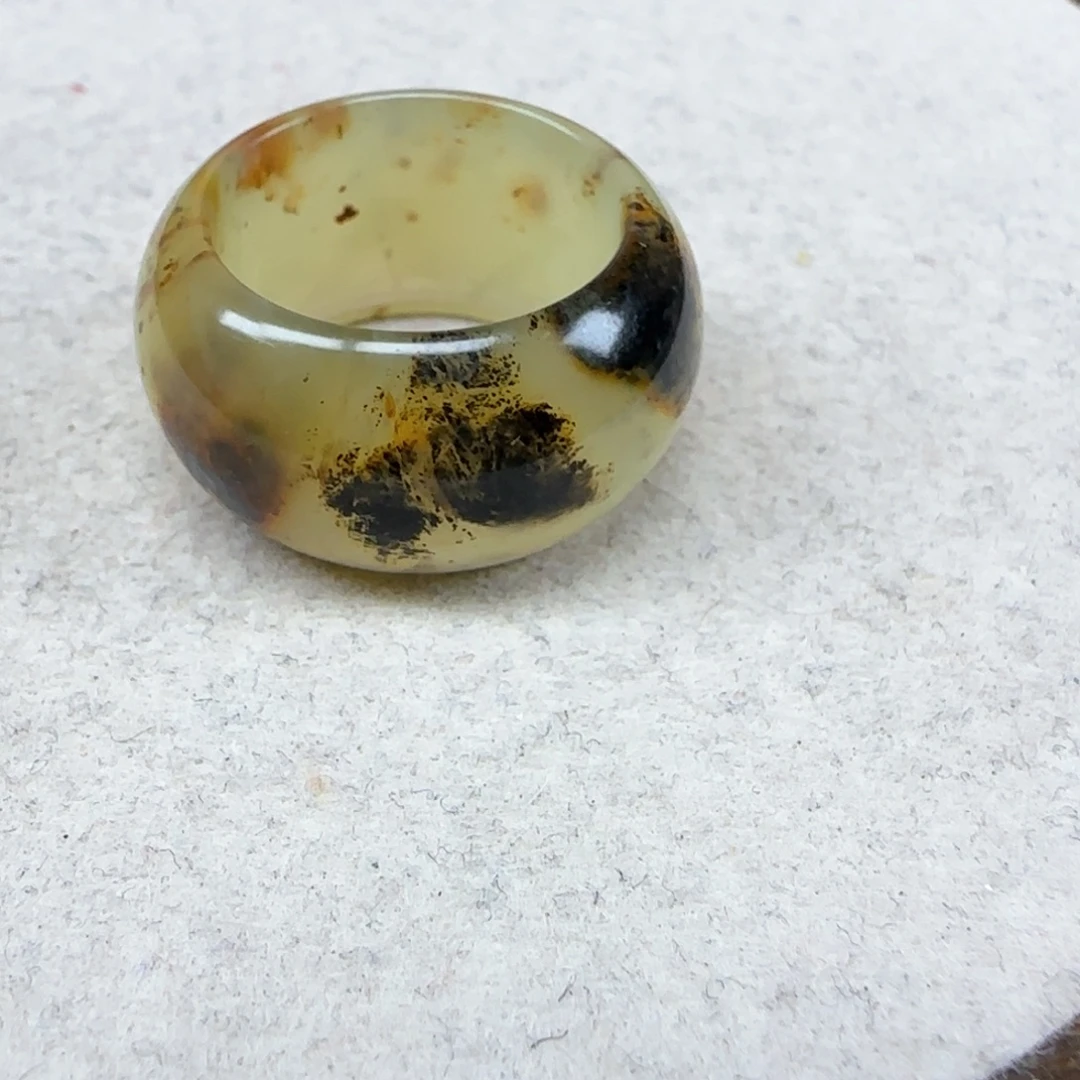 蛇纹石玉未镶嵌戒指15码