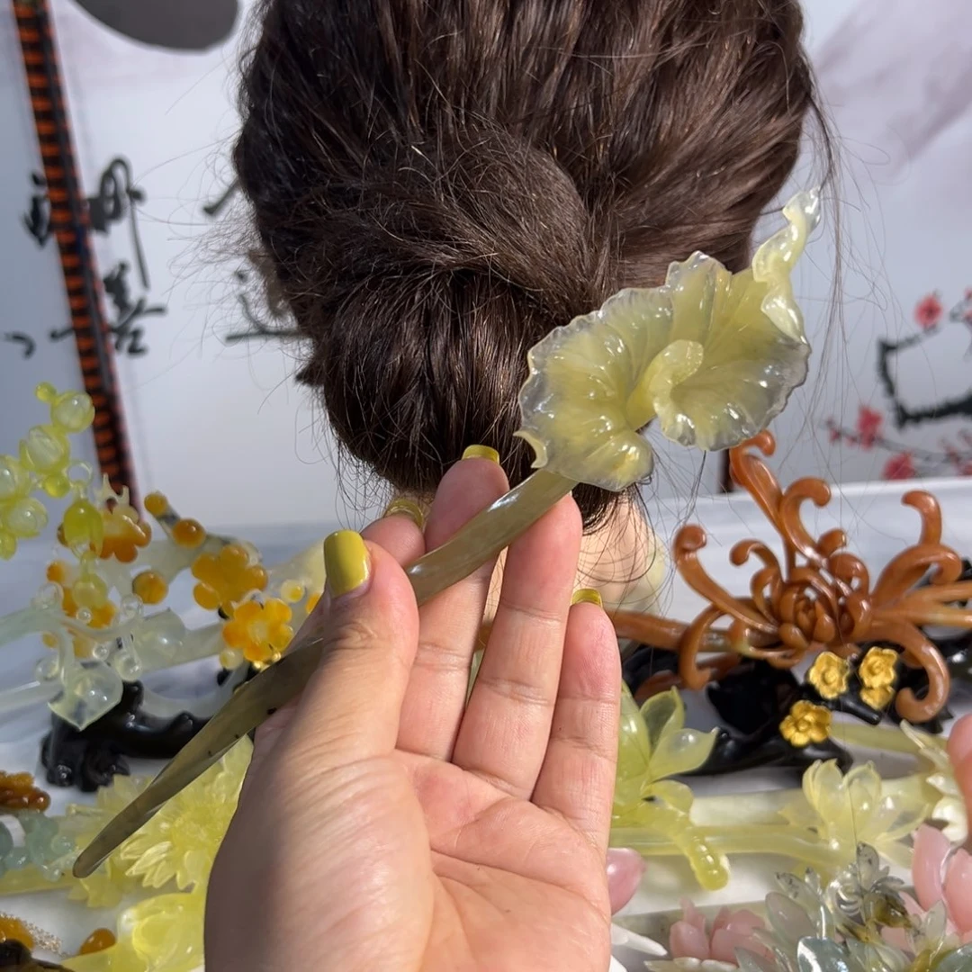 *****定制蛇纹石玉毛货发饰