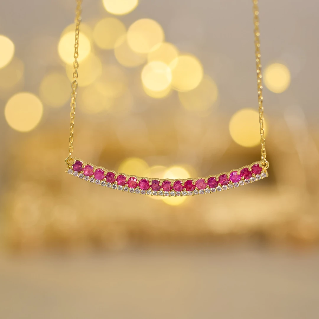 【歪歪】红宝石圆面微笑项链（多样性发一）XB-W8260