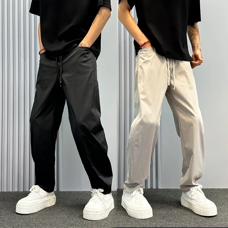 卡其色休闲裤男2025夏季新款透气速干宽松直筒工装裤潮牌百搭裤子