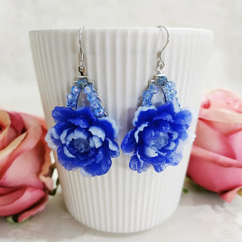 铜合金耳饰 波西米亚纯夸张气质花卉耳坠耳环1332