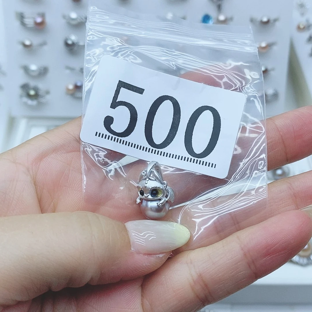 活***己戒指银S925镶嵌淡水珍珠500