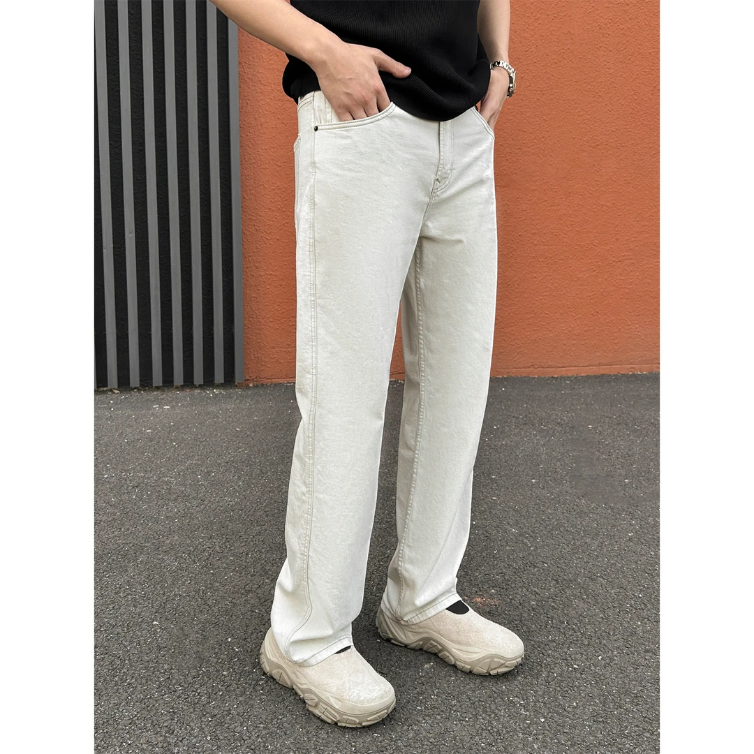 MR JIANYI 春夏老钱风高棉感水洗直筒牛仔裤商旅百搭休闲长裤男士