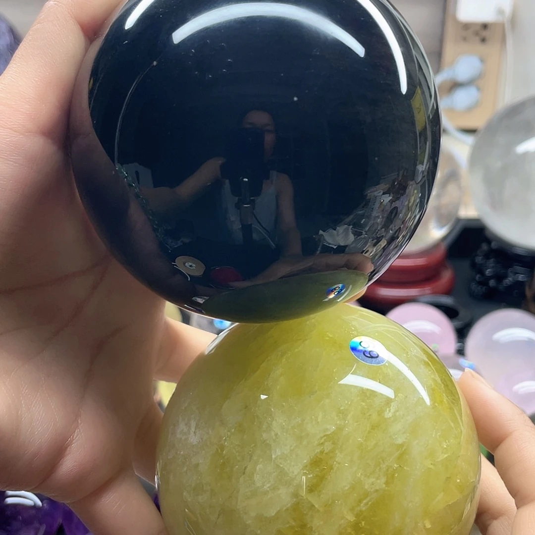 水晶珠宝半成品未镶嵌小*黑曜➕黄水晶卡9A221