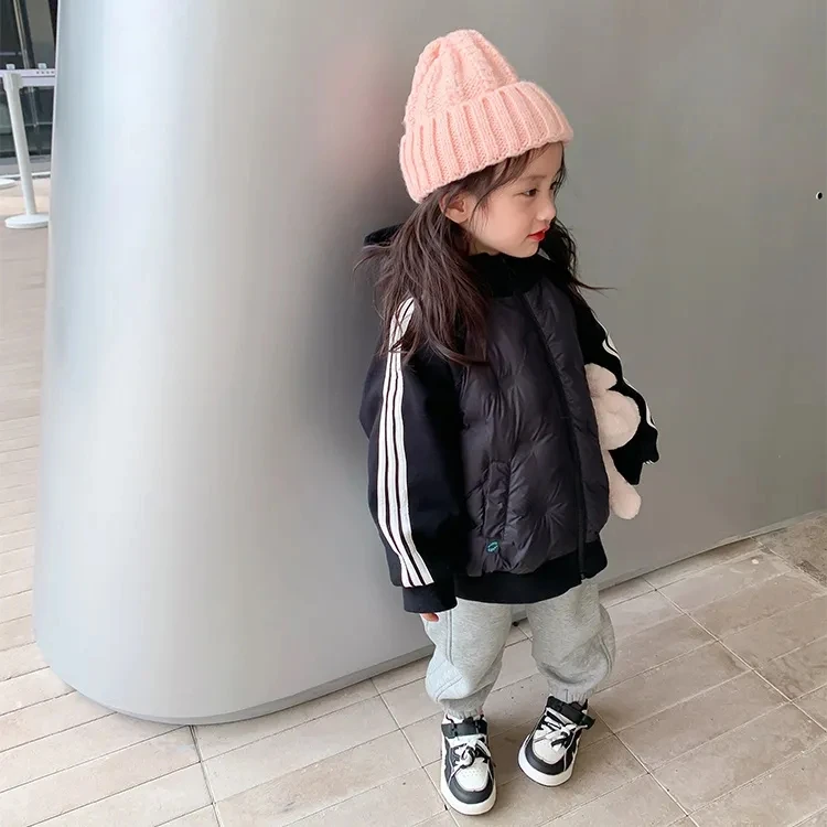 女童棉服秋冬款儿童外穿保暖极简外套韩版洋气夹棉加厚连帽棉衣潮