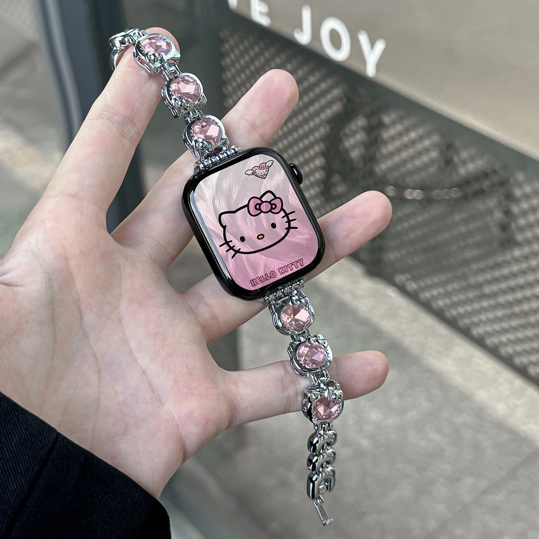 【闪钻猫咪】适用苹果手表s11表带iWatchs10腕带Apple watch9女款87