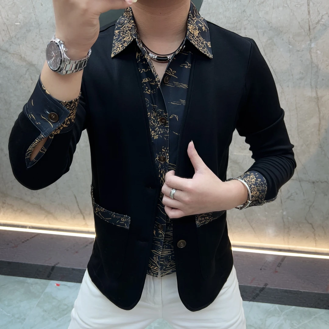 《金缕》欧货男装时尚休闲翻领轻奢空气棉款百搭透气上衣潮流修身型