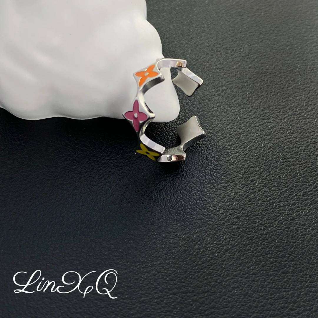 铜合金合成锆石戒指 「Lin柒柒」新款网红轻奢个性精致百搭老花戒指