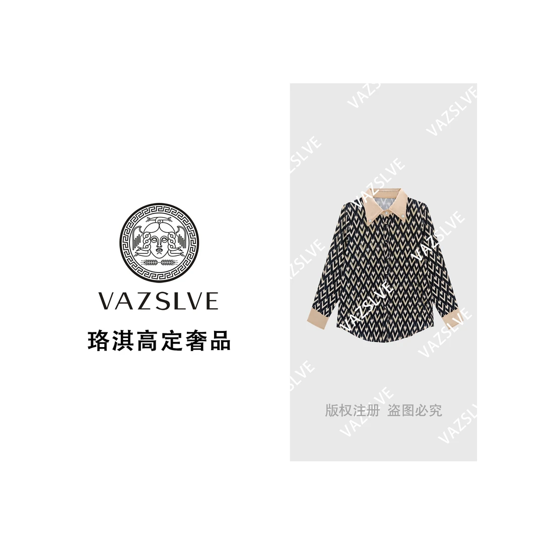【VAZSLVE/珞淇高定】新款老花气质休闲时尚长袖衬衫CS8106
