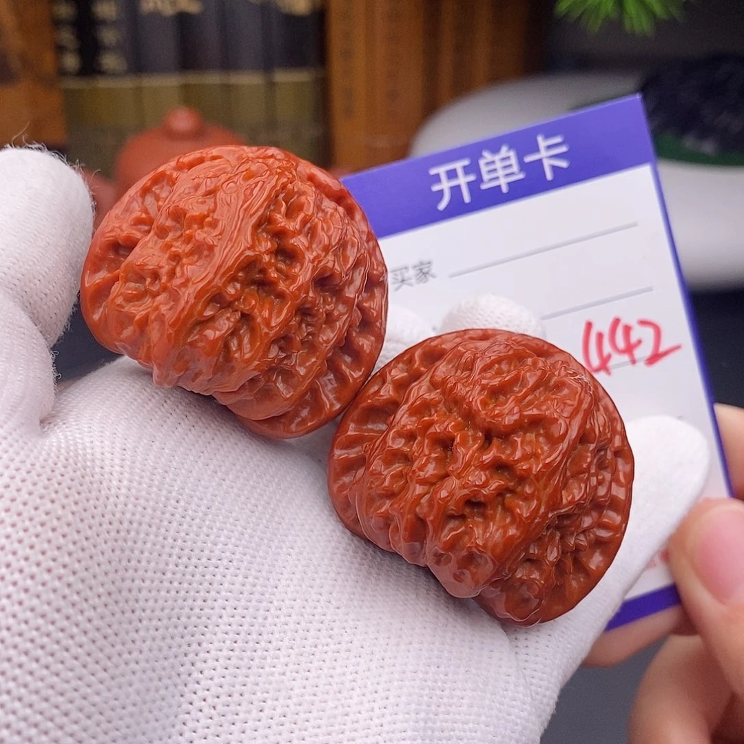文玩核桃把件42球白442