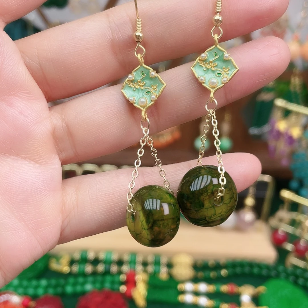玛瑙/玉髓合金耳饰