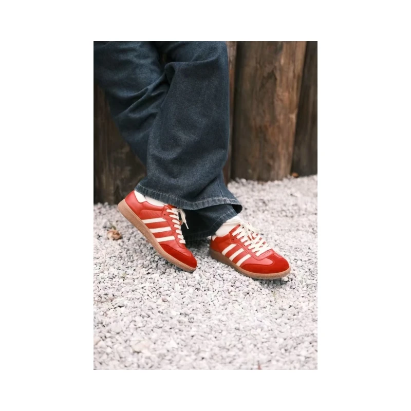 三条杠时尚百搭拼色低帮休闲春季秋季运动鞋系带小众平底德训鞋