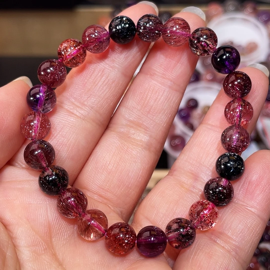 手链18K金镶嵌水晶稀有色超七手链8