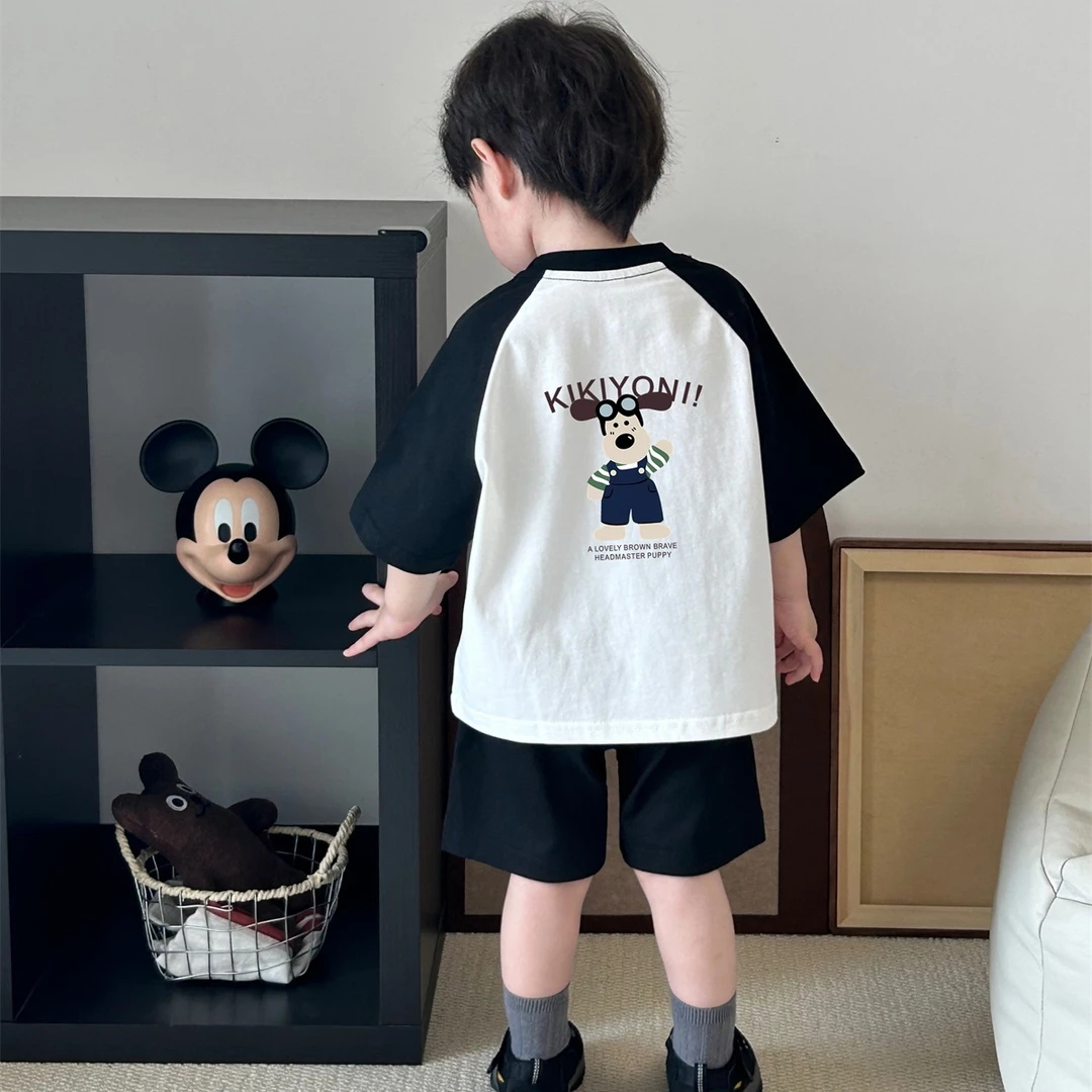 男童短袖T恤夏装2025新款儿童装夏季纯棉上衣男孩痞帅宽松运动潮