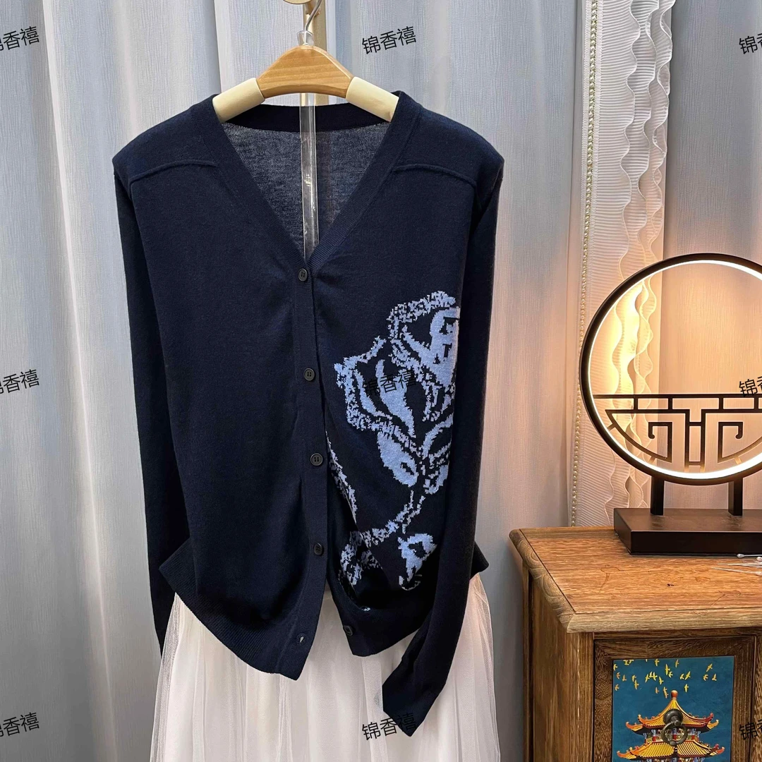 [S96-蓝宝石玫瑰]潮牌长袖时尚减龄百搭显瘦针织开衫女