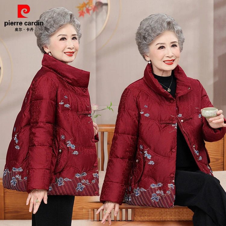 皮尔卡丹妈妈冬装过年棉衣加厚中老年女款保暖棉袄外套奶奶装洋气