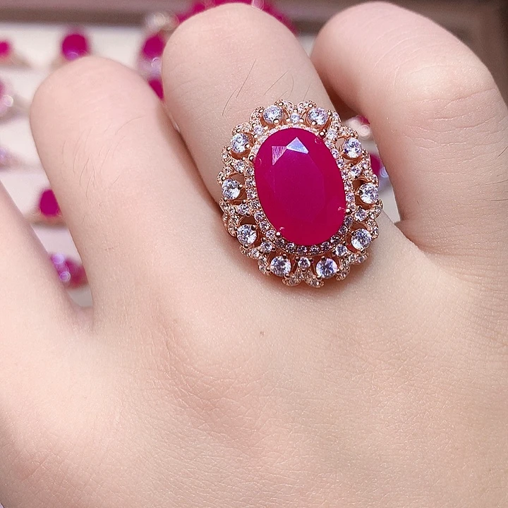 银S925镶嵌戒指红宝石