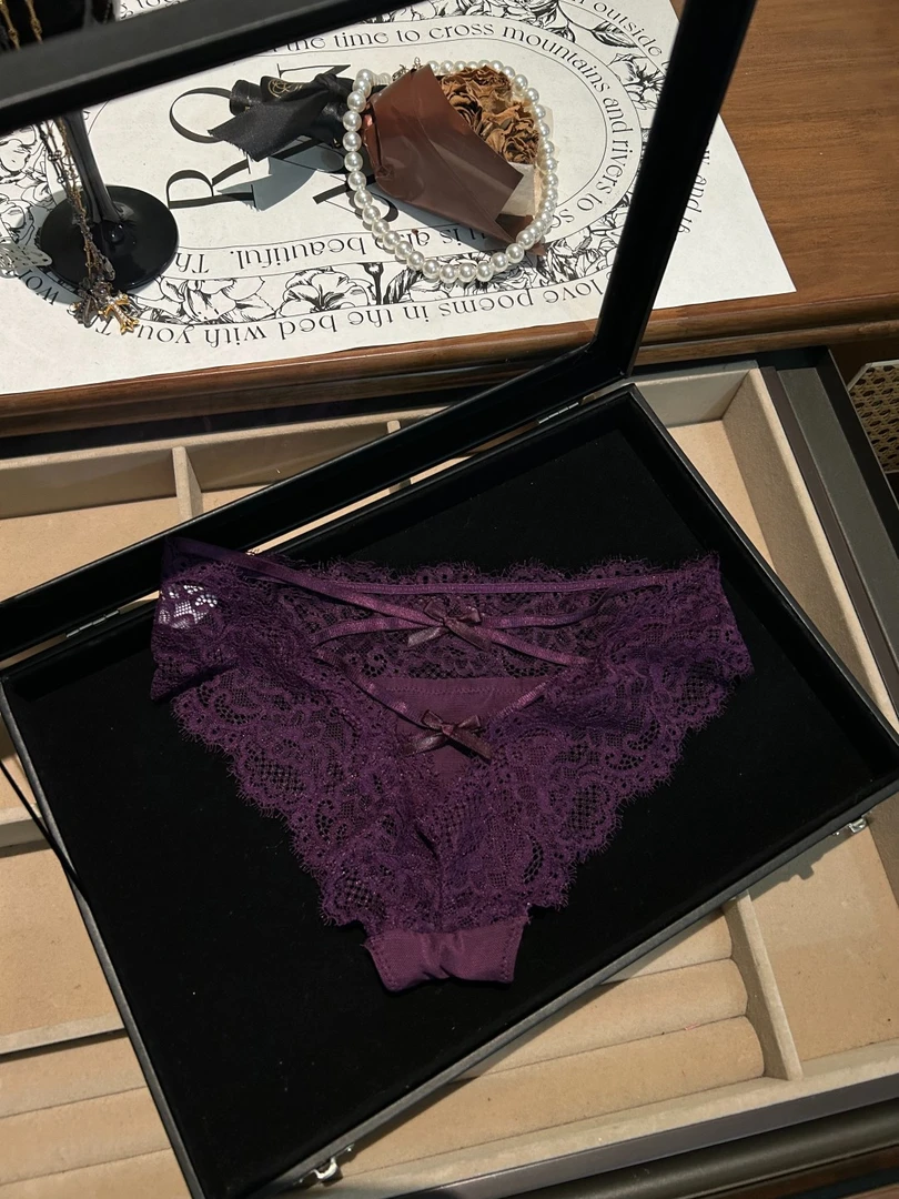 法式性感蕾丝低腰绑带镂空纯欲少女内裤