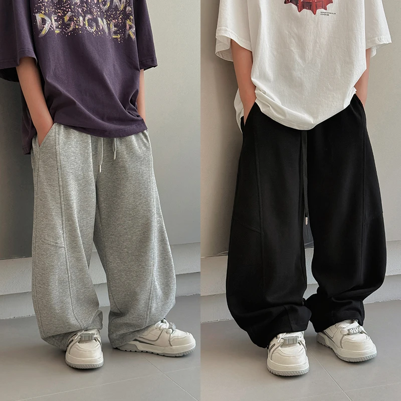 2025新款范米粒男童裤子春夏款儿童阔腿裤潮酷中大童炸街宽松长裤