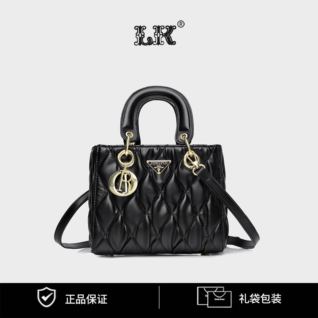 【T】手提包菱格花纹女士单肩斜挎背包154黑色