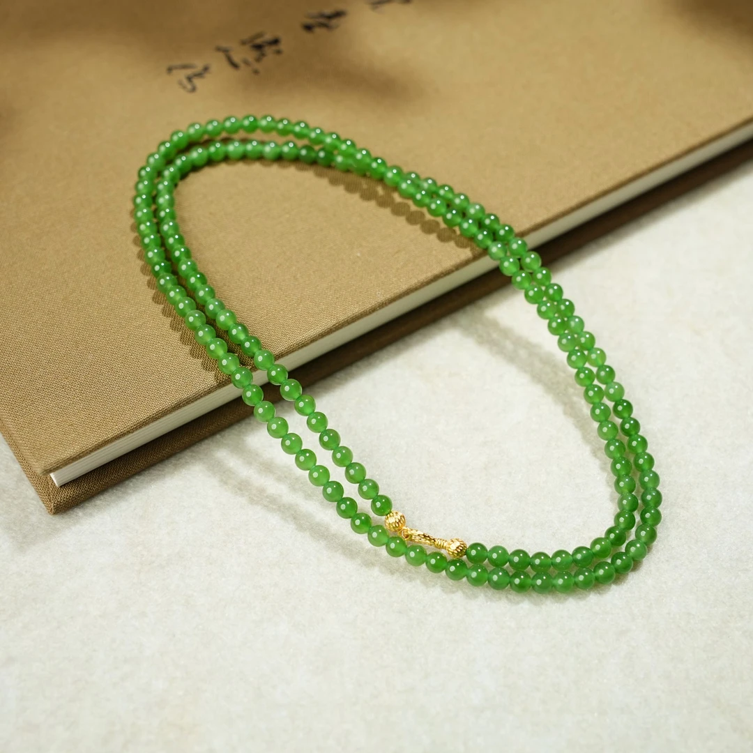 【小池专属】s925和田玉阳绿碧玉小米珠链 60cm/4-5mm XCC5020