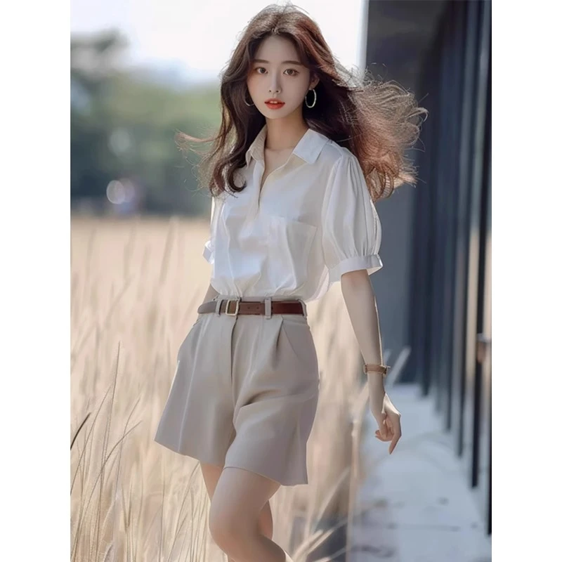 夏装搭配一整套盐系2025今年流行松弛感减龄茶系穿搭漂亮短裤套装