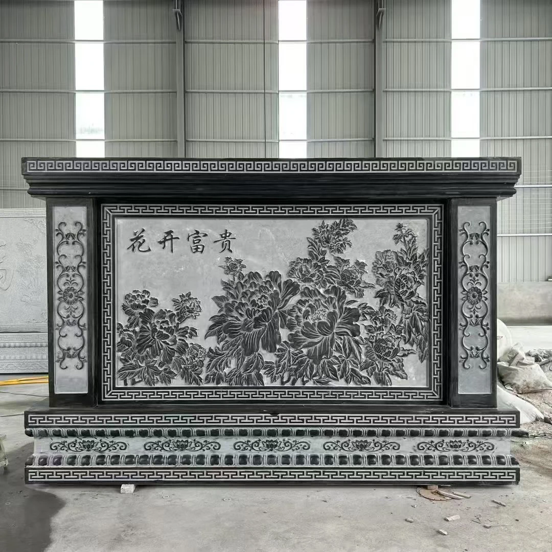 石雕影壁福字花开富贵影壁墙大理石花岗岩别墅影壁