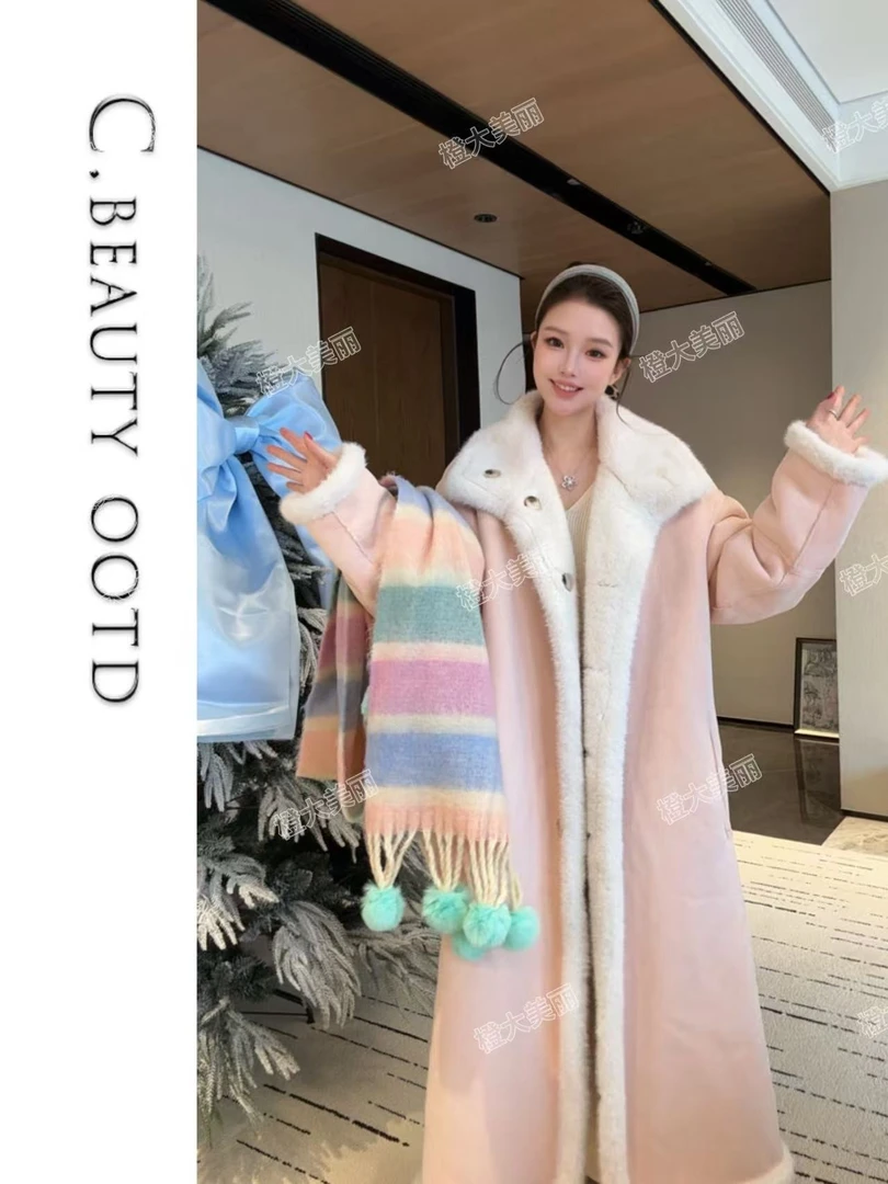 【粉红日落】2025新款双面穿气质韩系女装外套加绒加厚时尚百搭