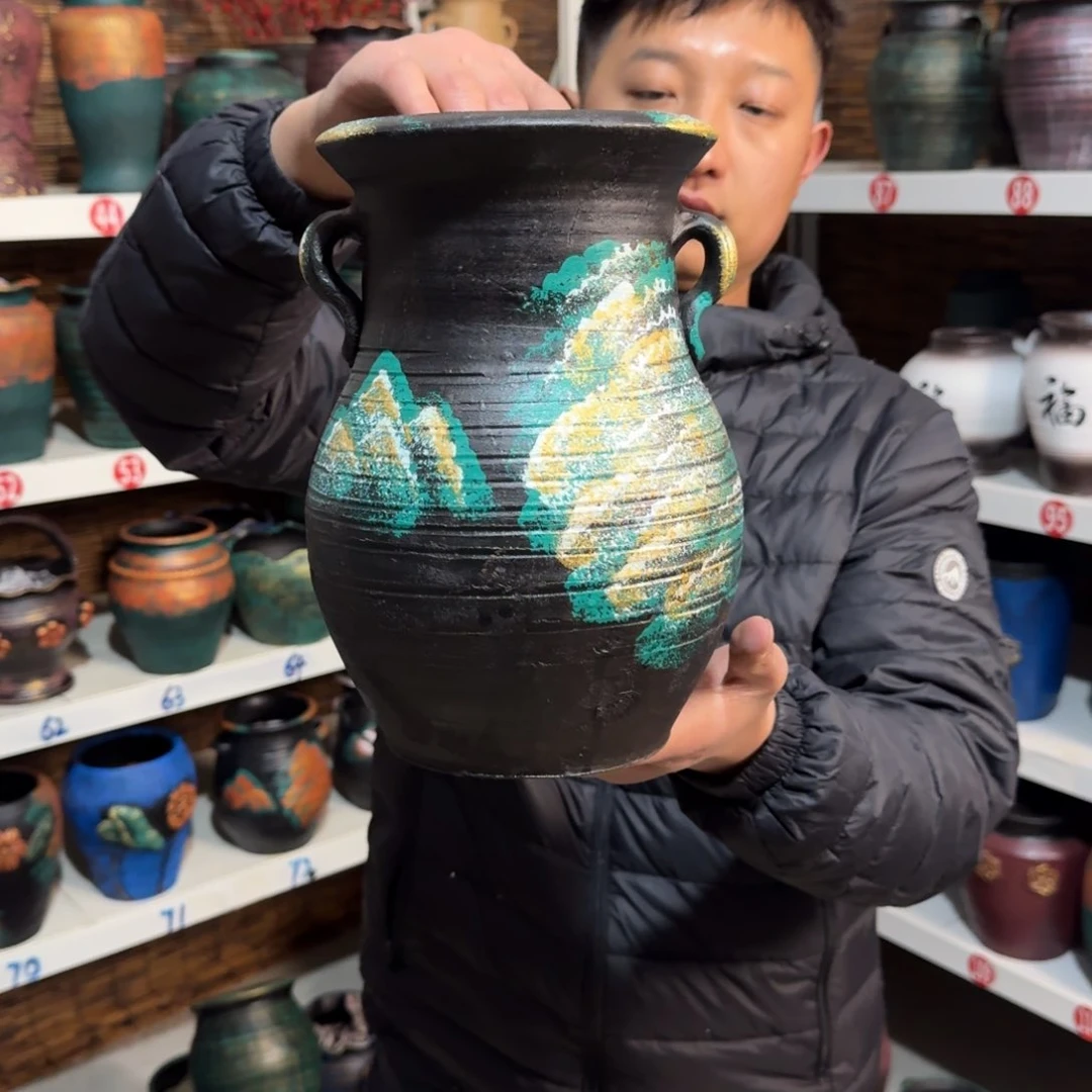 红陶红陶浮雕花盆炸炸炸