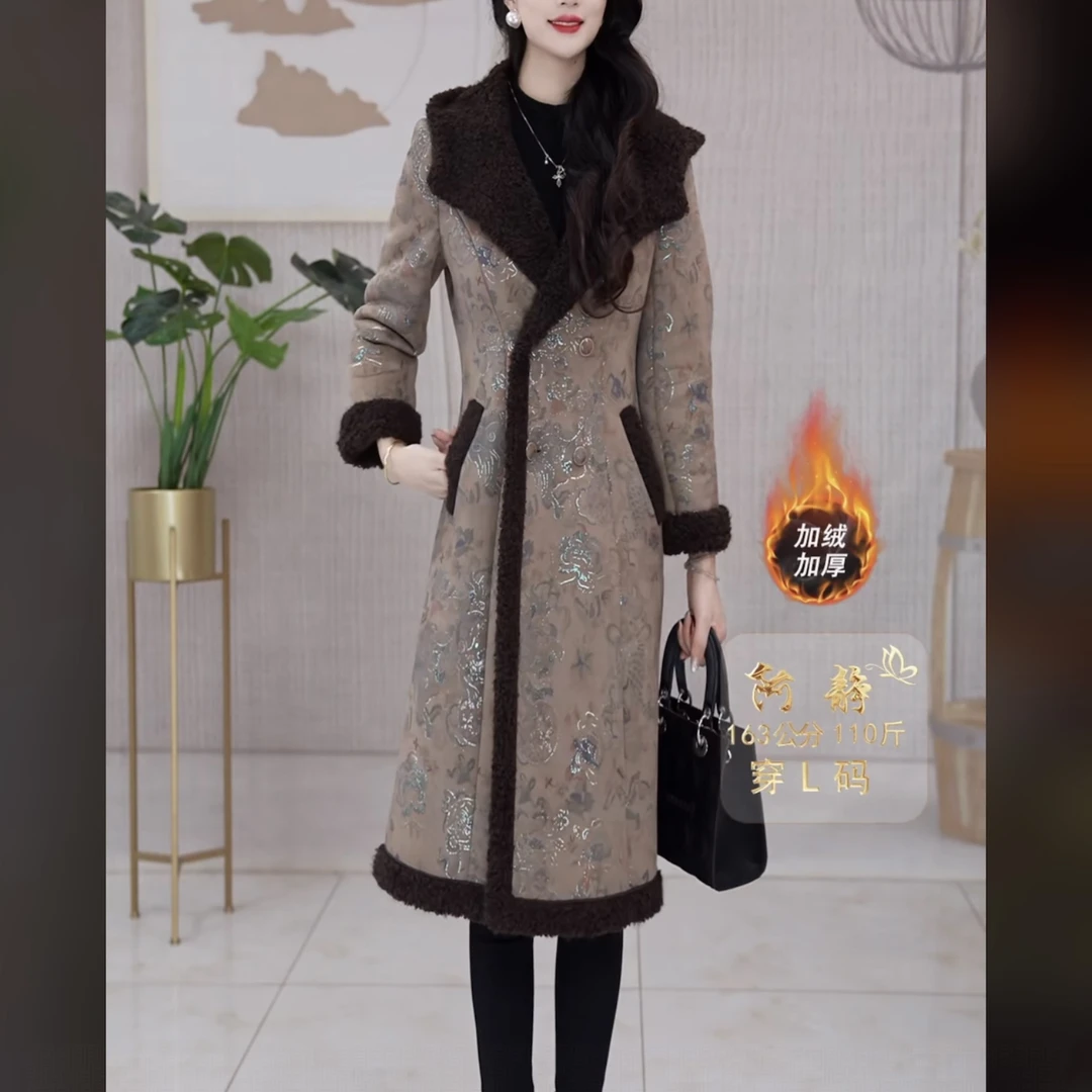 【绒外套】2025冬季新款洋气优雅气质时尚休闲修身加厚加绒毛呢外套