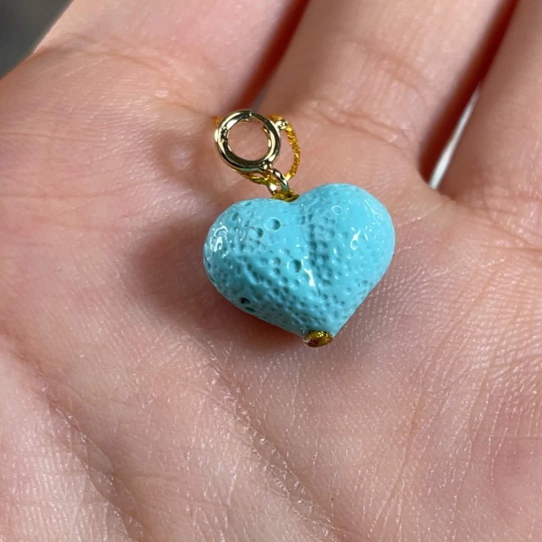 未镶嵌绿松石项链亮蓝色爱心13+